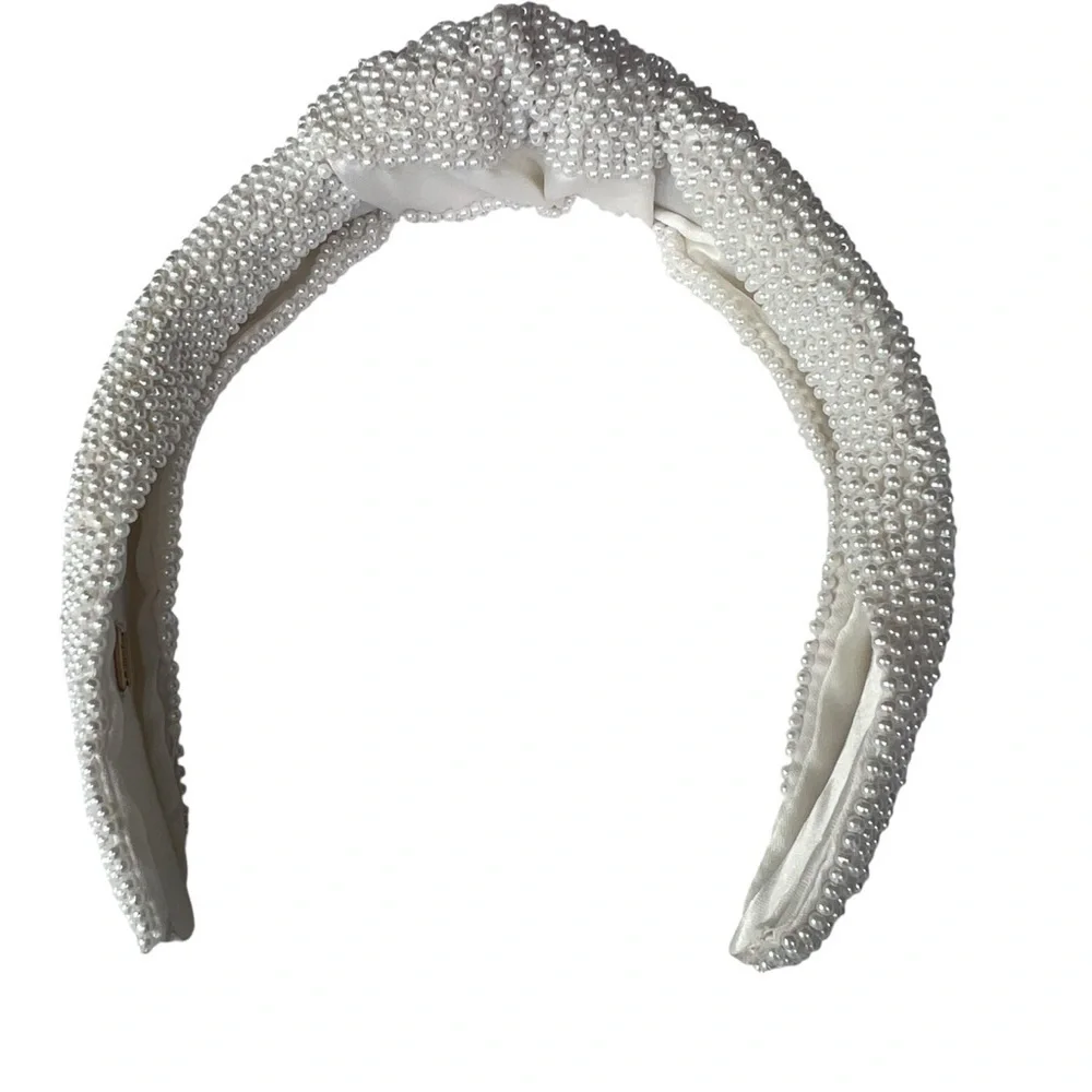 J. Crew White Beaded Knot Headband
